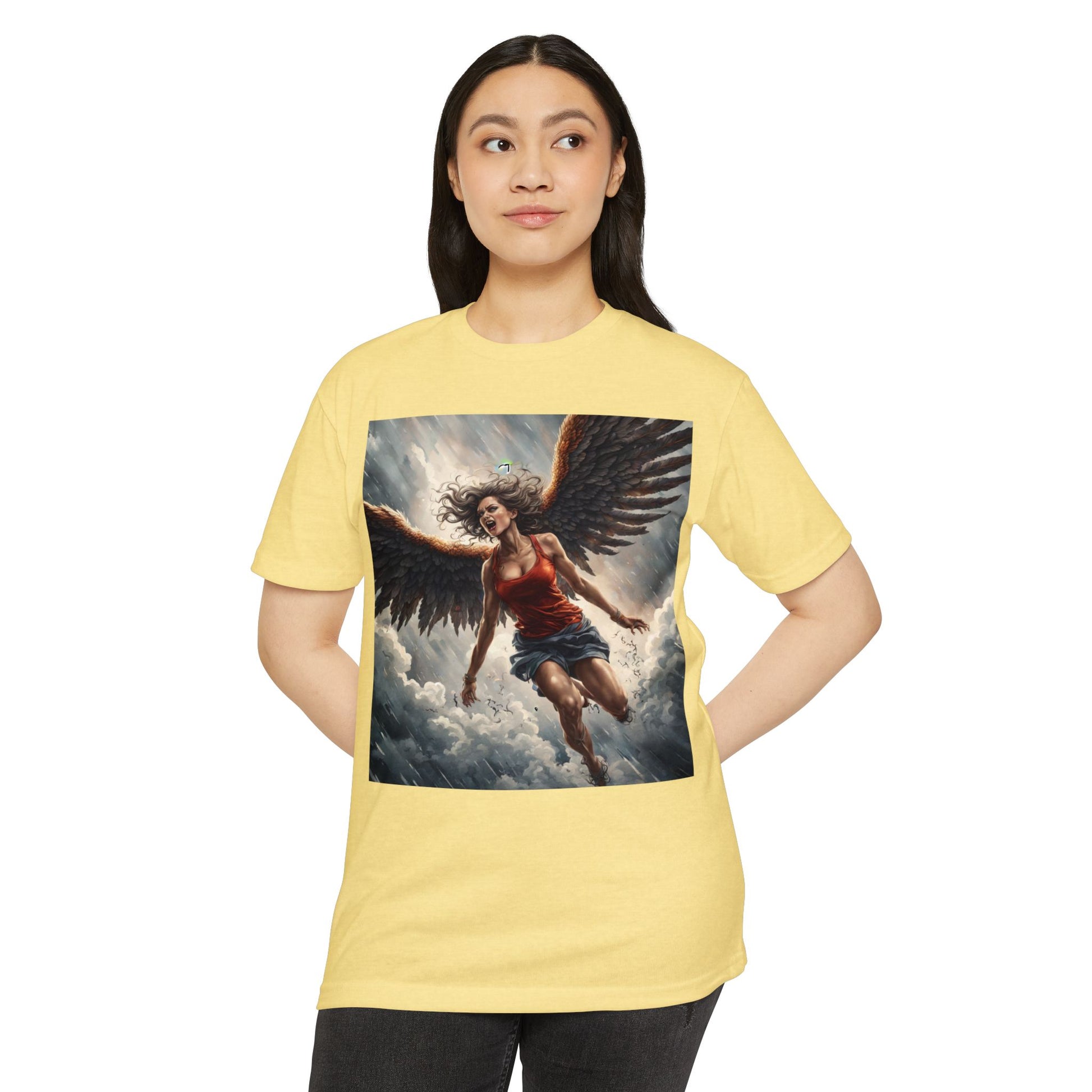 Bold Angel Graphic Tee - Unisex CVC Jersey T-shirt, Spiritual Gift, Trendy Top, Angel Lover Shirt, Unique Graphic T-shirt