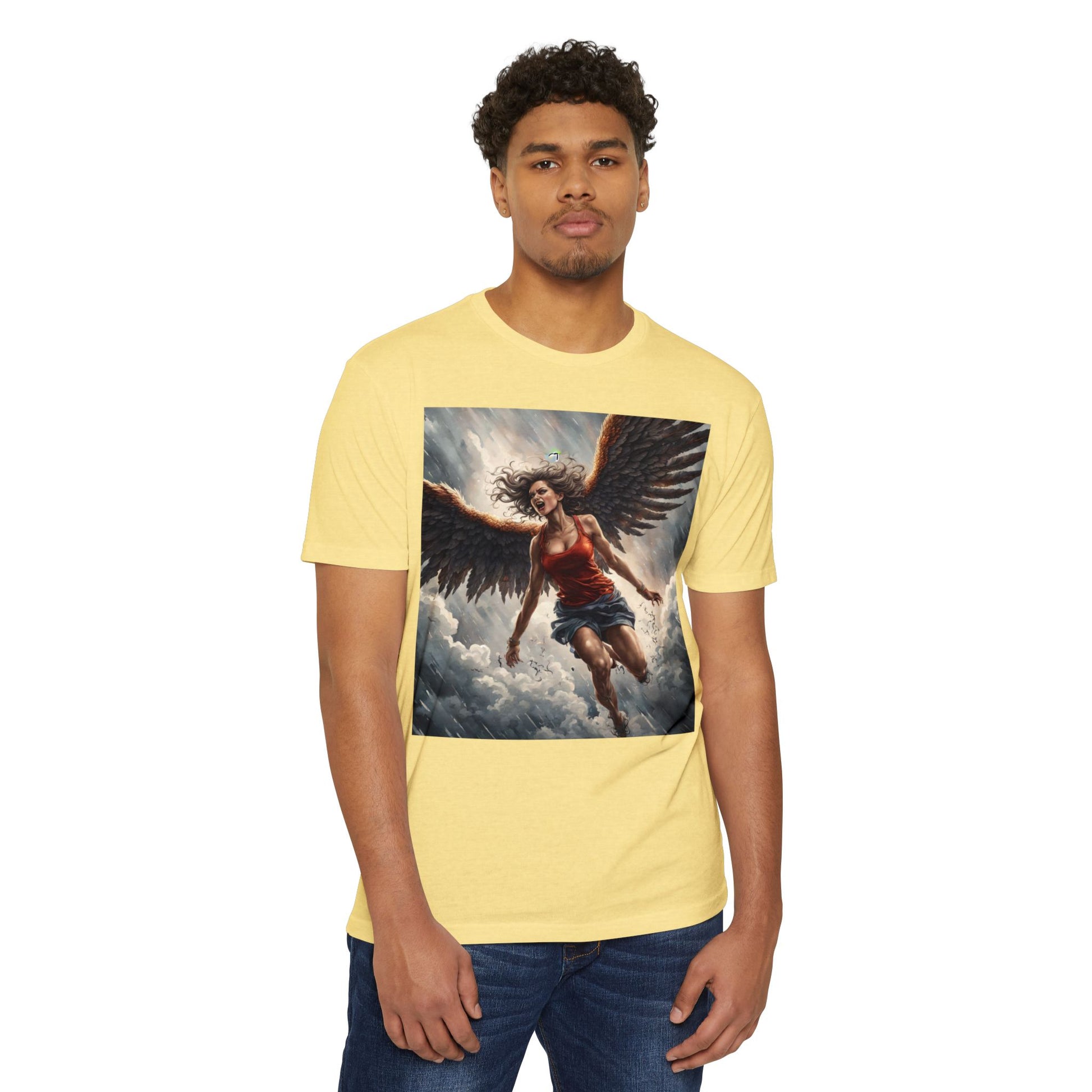 Bold Angel Graphic Tee - Unisex CVC Jersey T-shirt, Spiritual Gift, Trendy Top, Angel Lover Shirt, Unique Graphic T-shirt