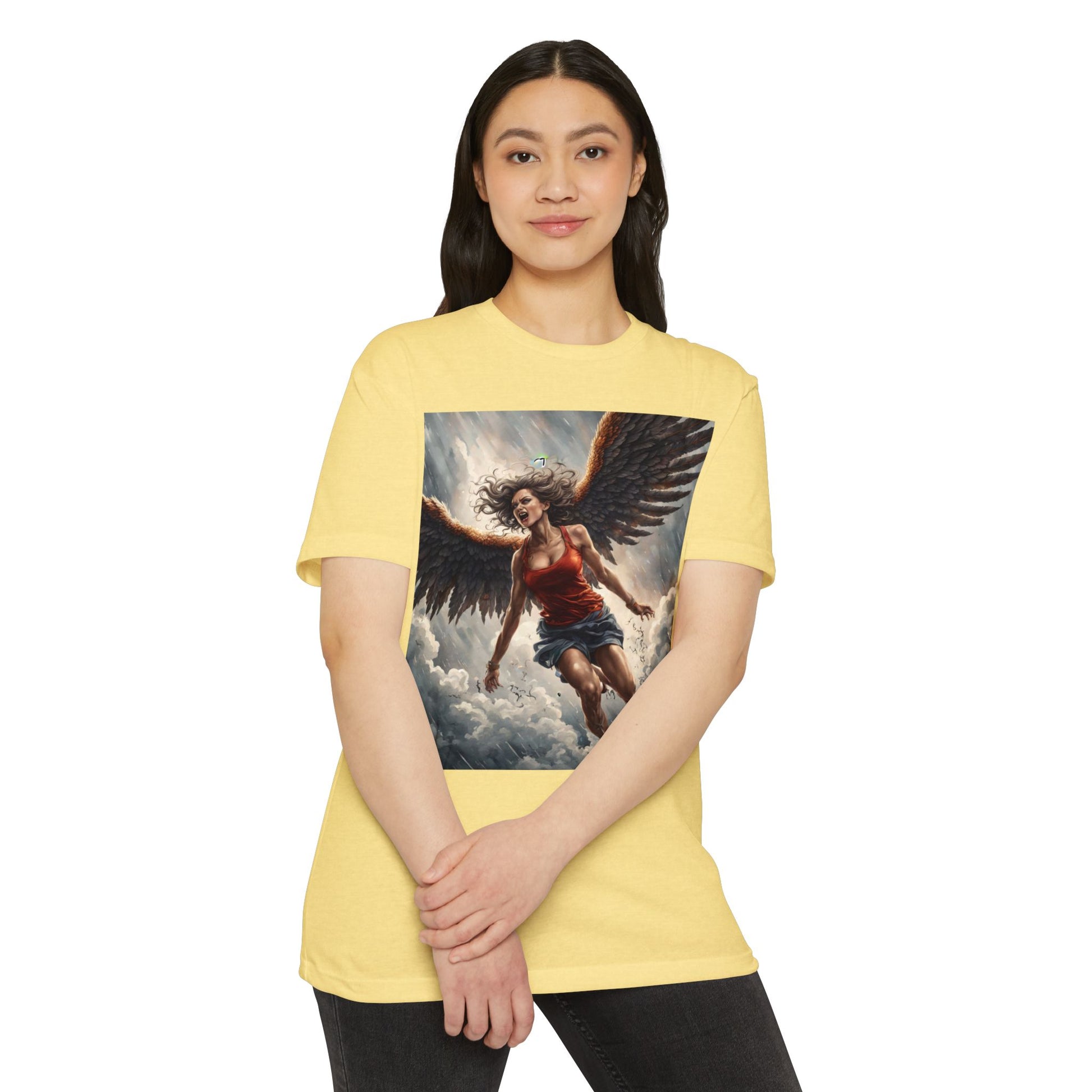 Bold Angel Graphic Tee - Unisex CVC Jersey T-shirt, Spiritual Gift, Trendy Top, Angel Lover Shirt, Unique Graphic T-shirt