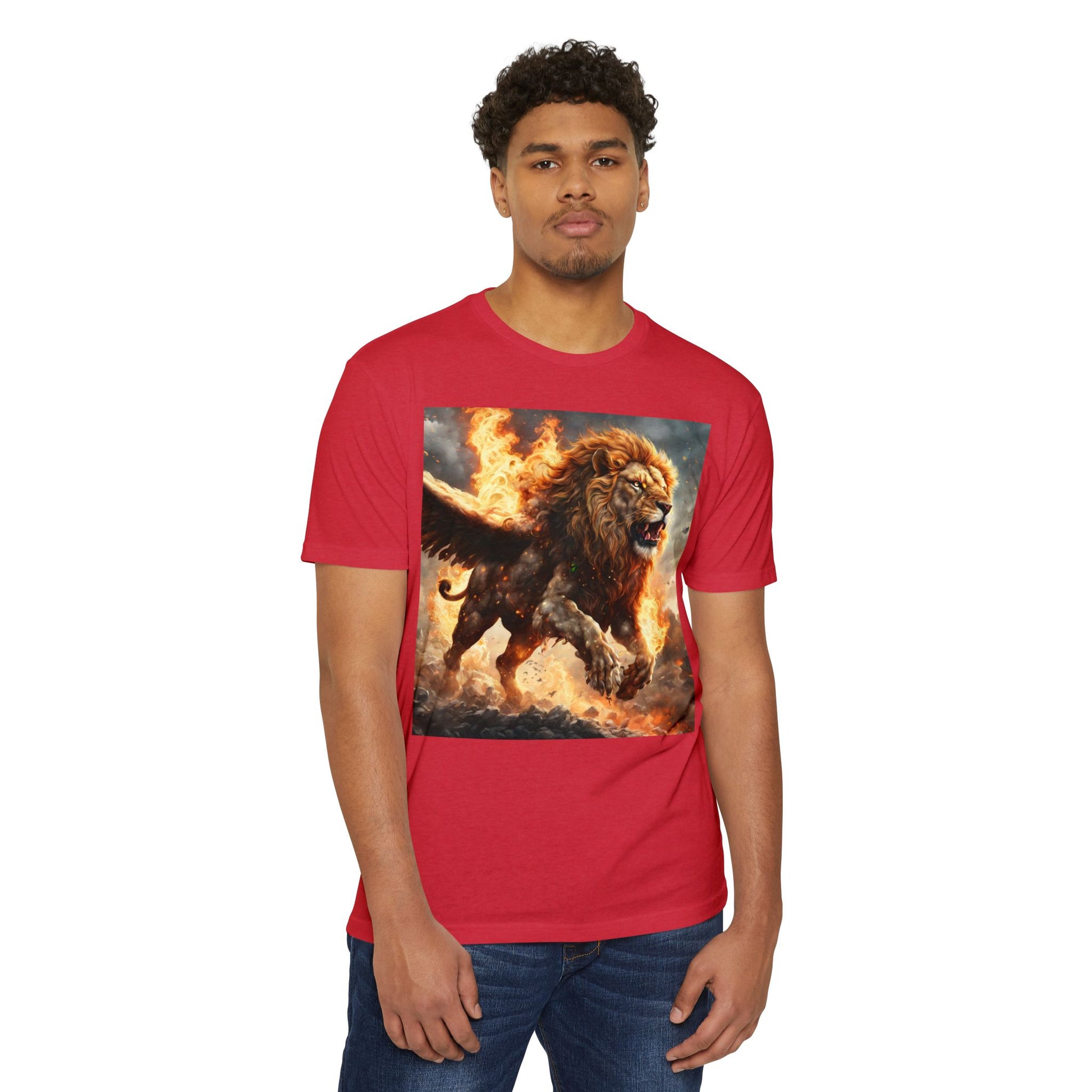 Dynamic Lion Graphic Tee, Unisex T-Shirt, Animal Lover Gift, Summer Casual Wear, Statement Shirt, Unique Graphic Apparel